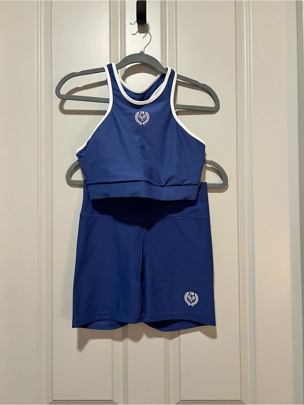 Old Navy Blue Athletic Shorts Set with White Trim